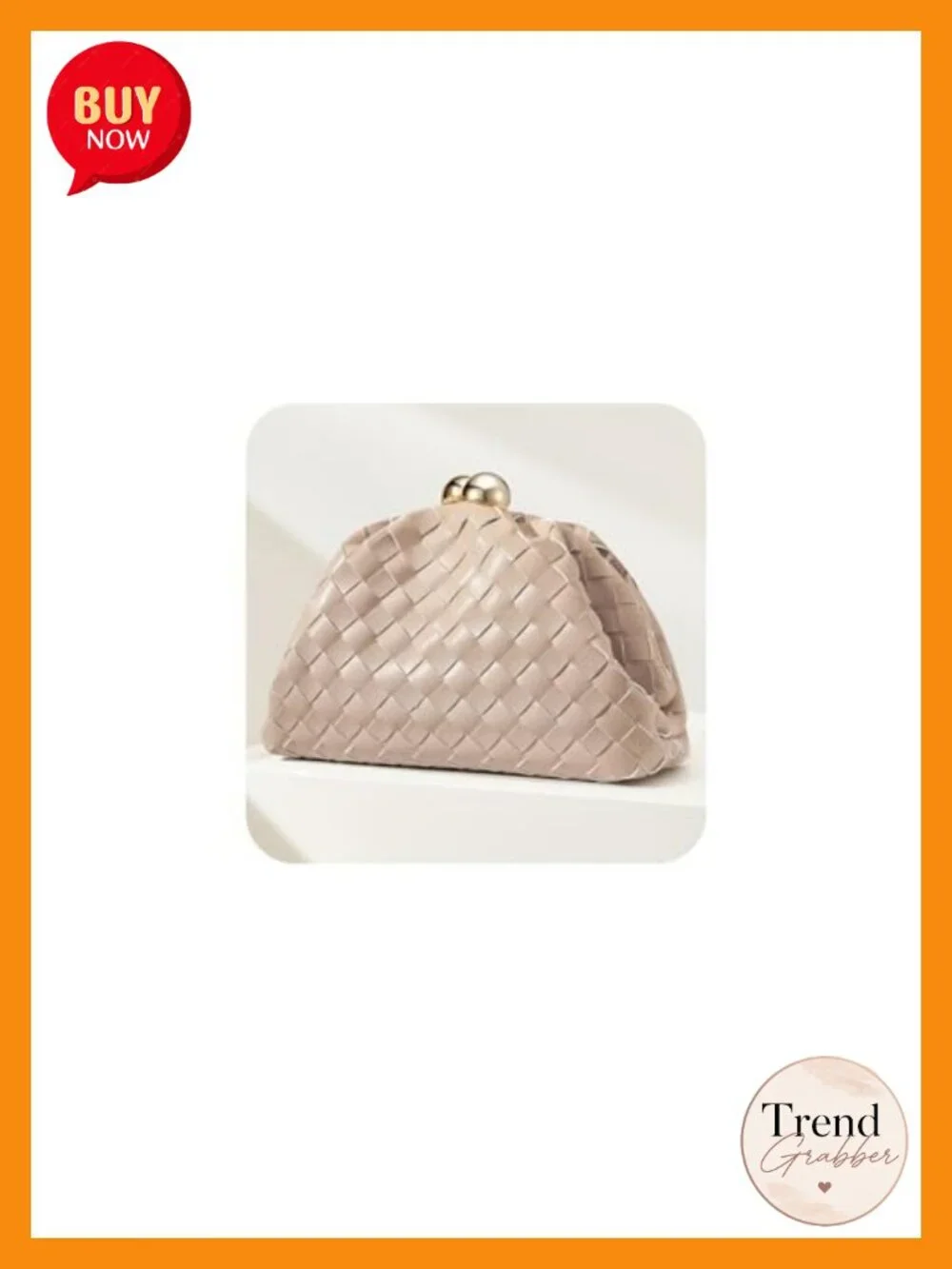 Woven Faux Leather Evening Clutch Purse with Detachable Chain Strap